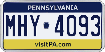 PA license plate MHY4093