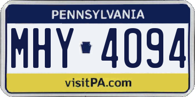 PA license plate MHY4094