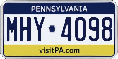PA license plate MHY4098