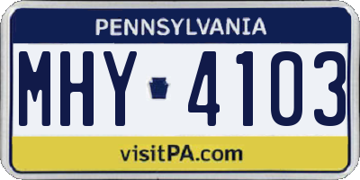 PA license plate MHY4103