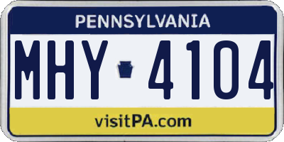 PA license plate MHY4104