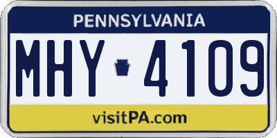 PA license plate MHY4109