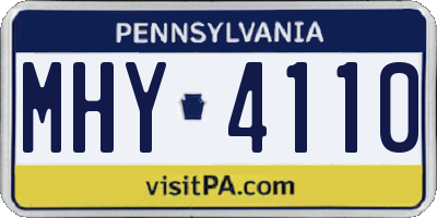 PA license plate MHY4110