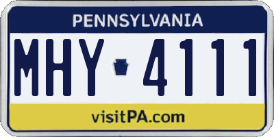 PA license plate MHY4111