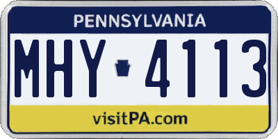 PA license plate MHY4113