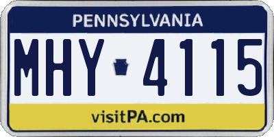 PA license plate MHY4115