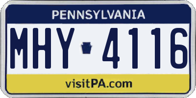 PA license plate MHY4116