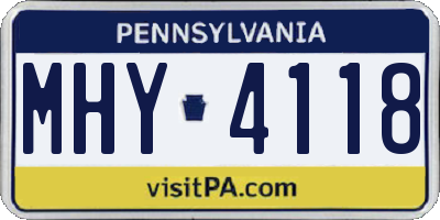 PA license plate MHY4118