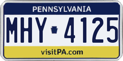 PA license plate MHY4125