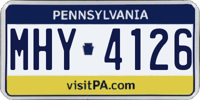 PA license plate MHY4126