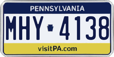 PA license plate MHY4138