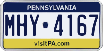 PA license plate MHY4167