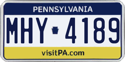 PA license plate MHY4189
