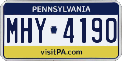 PA license plate MHY4190