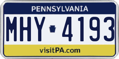 PA license plate MHY4193