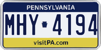PA license plate MHY4194