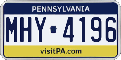 PA license plate MHY4196