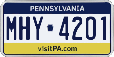 PA license plate MHY4201