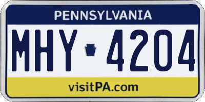 PA license plate MHY4204