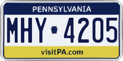 PA license plate MHY4205
