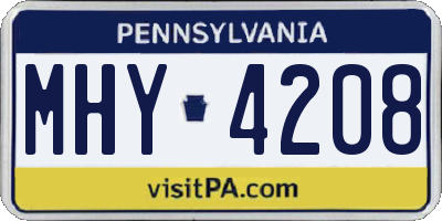 PA license plate MHY4208