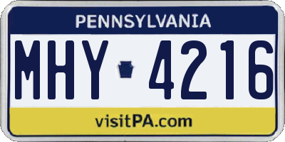 PA license plate MHY4216
