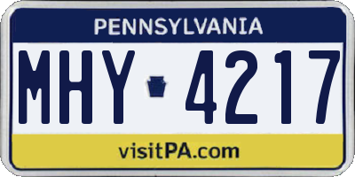 PA license plate MHY4217