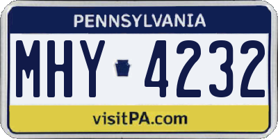 PA license plate MHY4232
