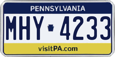 PA license plate MHY4233