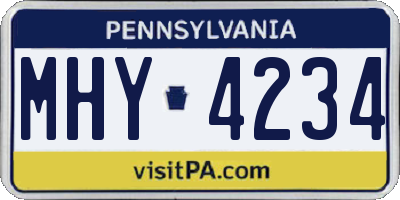 PA license plate MHY4234