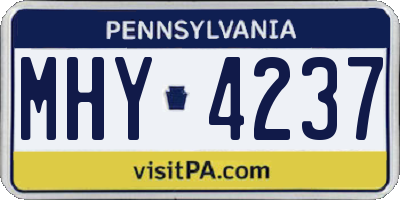 PA license plate MHY4237