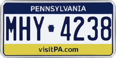 PA license plate MHY4238