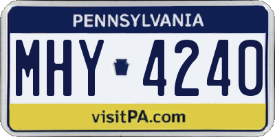 PA license plate MHY4240