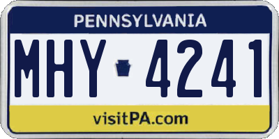 PA license plate MHY4241