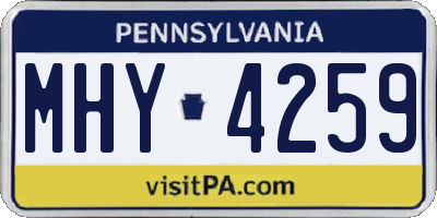 PA license plate MHY4259