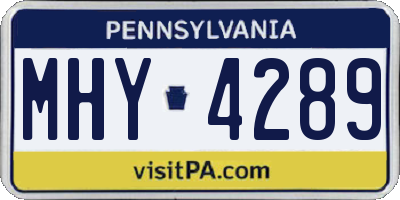 PA license plate MHY4289