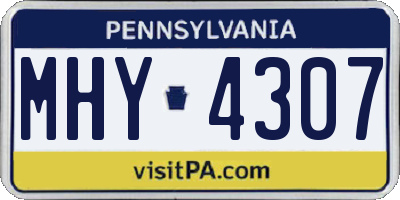 PA license plate MHY4307