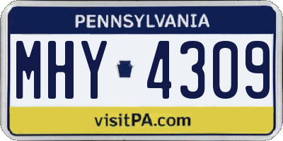 PA license plate MHY4309