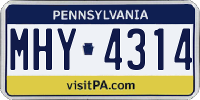 PA license plate MHY4314