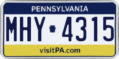 PA license plate MHY4315