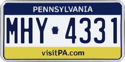 PA license plate MHY4331