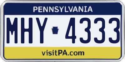 PA license plate MHY4333