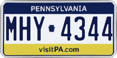 PA license plate MHY4344