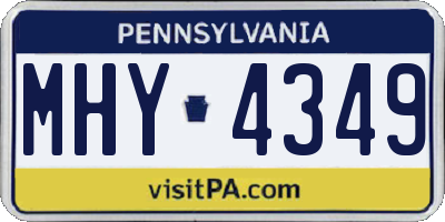 PA license plate MHY4349