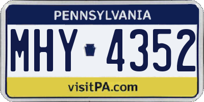 PA license plate MHY4352
