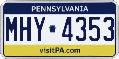 PA license plate MHY4353