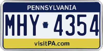 PA license plate MHY4354
