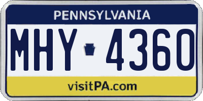 PA license plate MHY4360