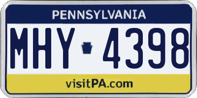 PA license plate MHY4398