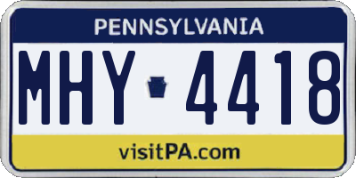PA license plate MHY4418